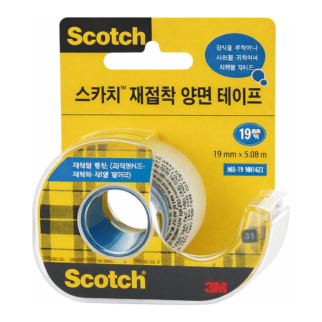 Daihan Science 3M Scotch “238” Removable Double-Sided Tape, with Dispenser, Transparent, w19m