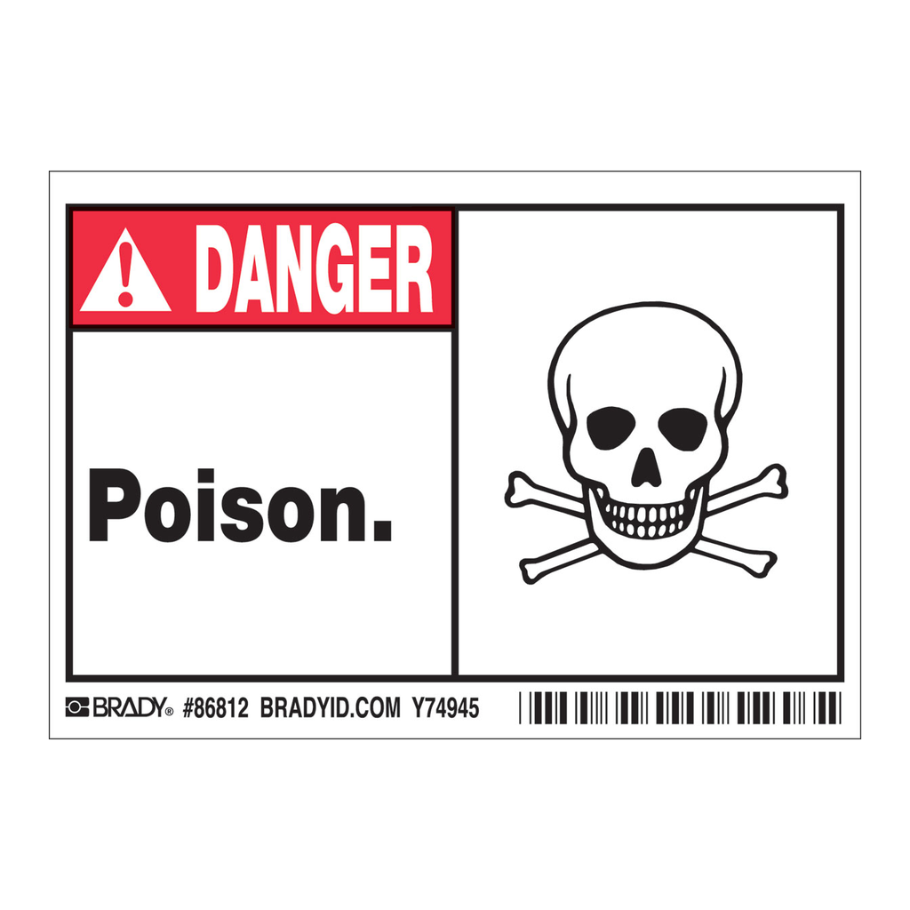 Brady DANGER Poison Labels