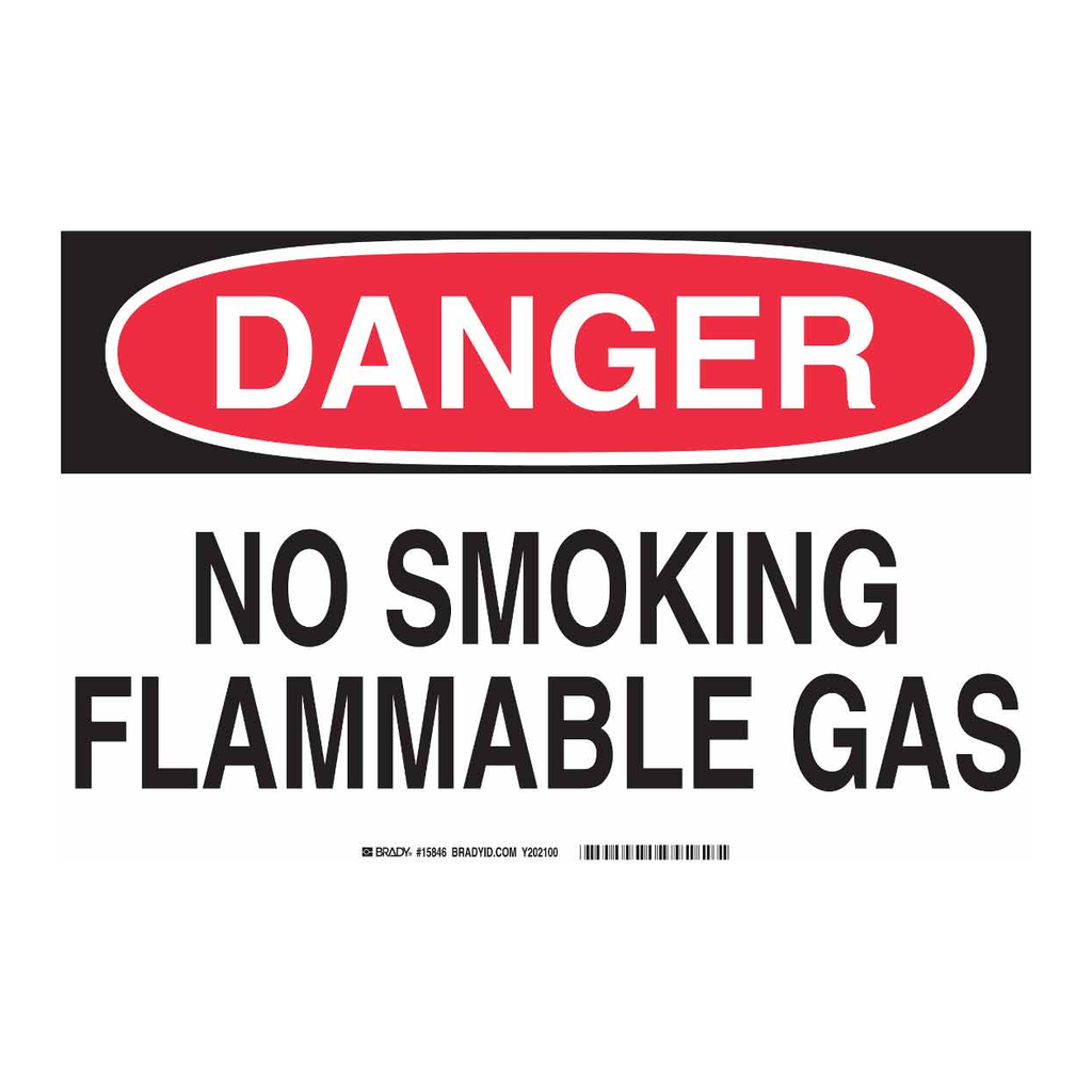 Brady DANGER No Smoking Flammable Gas Sign
