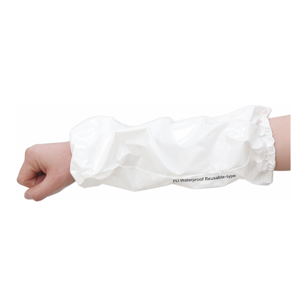 Daihan Science Waterproof Arm Cover, Free Size, White, Reusable, Length 400mm<br>Made of Polyur