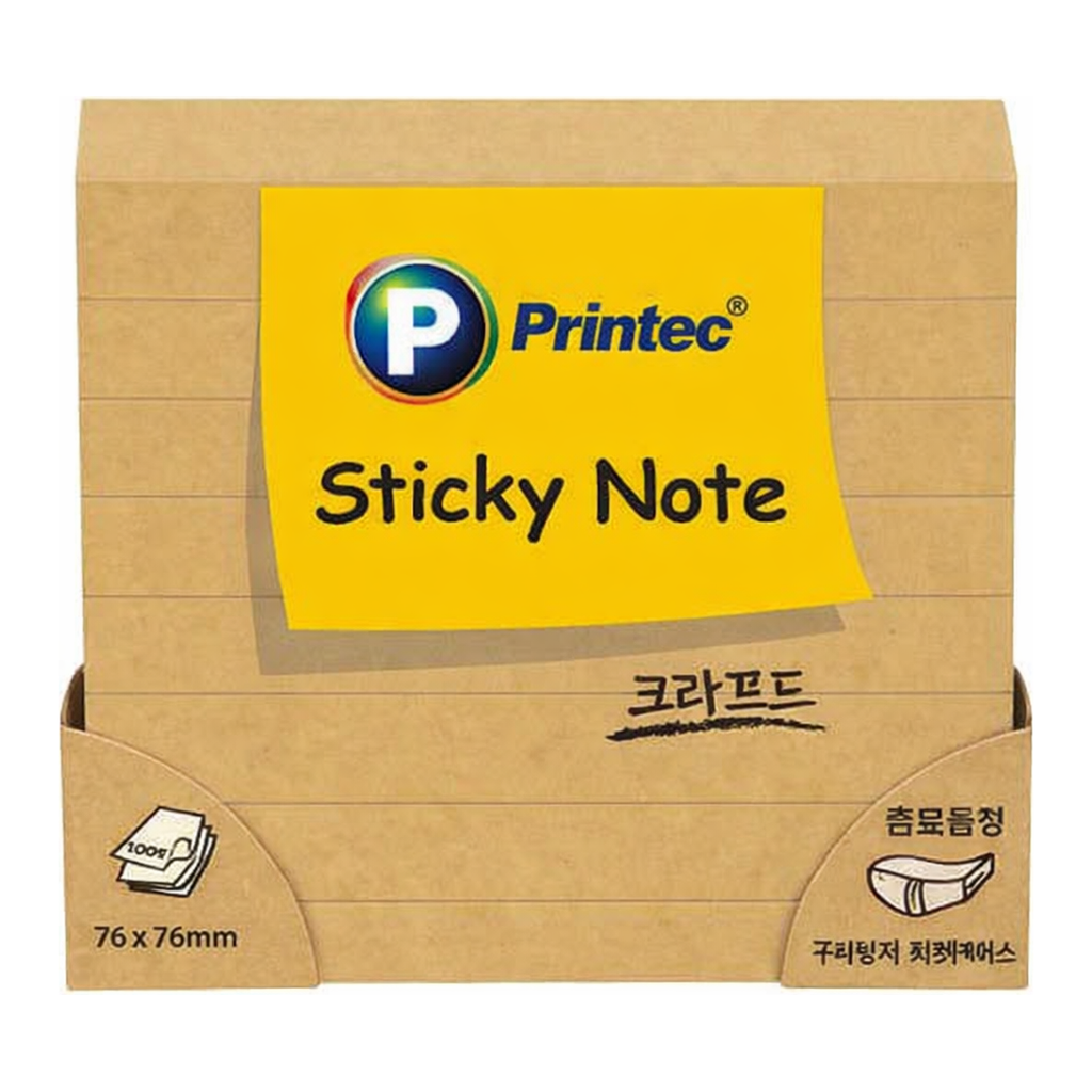 OFFICENEX 프린텍 L7676K 스티키노트 노트형 크라프트 76*76 100매