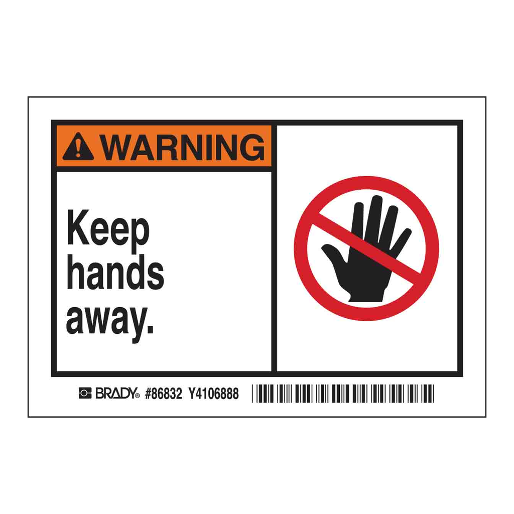 Brady WARNING Keep hands away. Labels