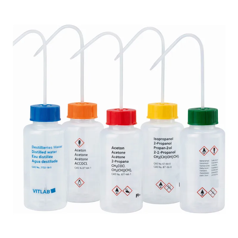 Daihan Science VITLAB VITsafeTM PE & PP Safety Imprinted Wide-neck Wash Bottle, with VENT-CAP,