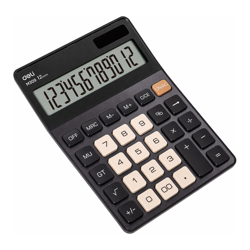 OFFICENEX DELI 와이드 스크린 데스크탑 계산기(EM309DG/블랙)