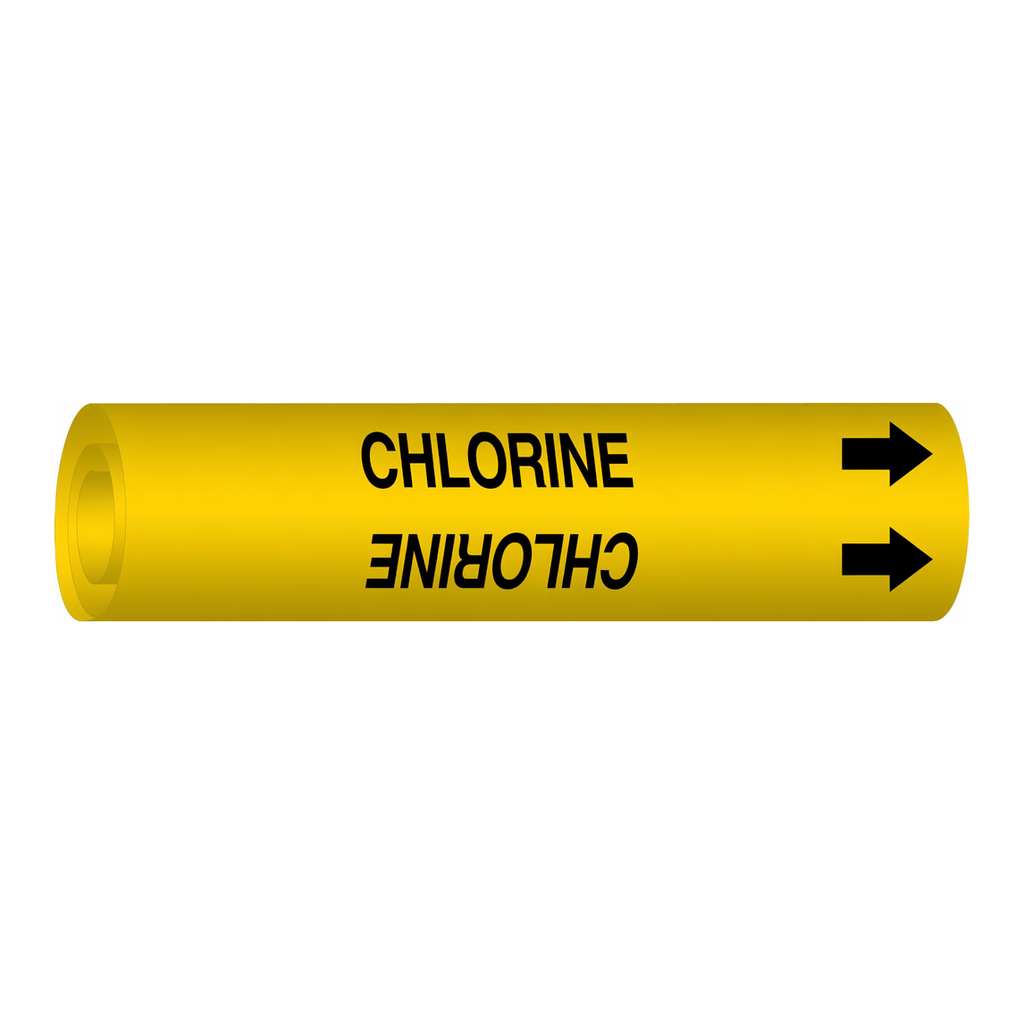 Brady CHLORINE High Performance Pipe Marker - 0.375" - 0.5", Black on Orange