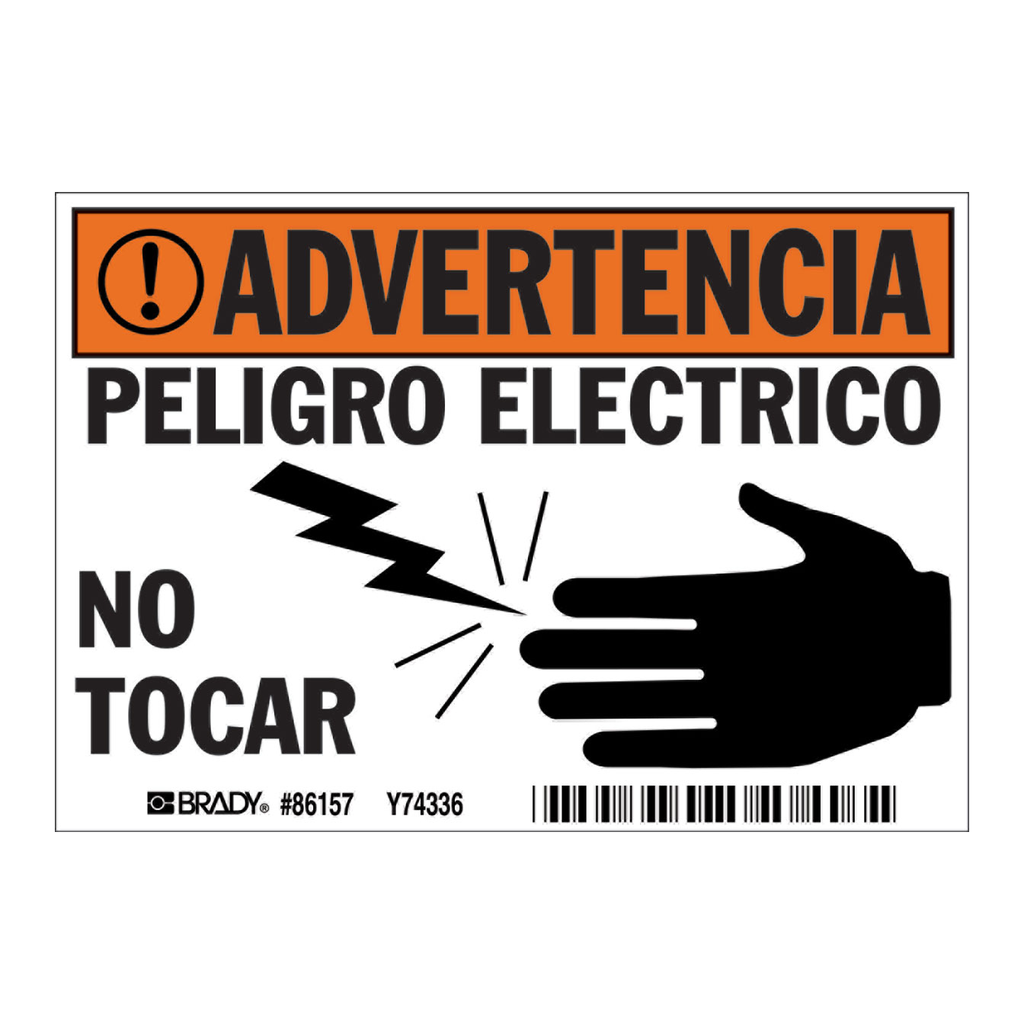 Brady ADVERTENCIA Peligro Electrico No Tocar