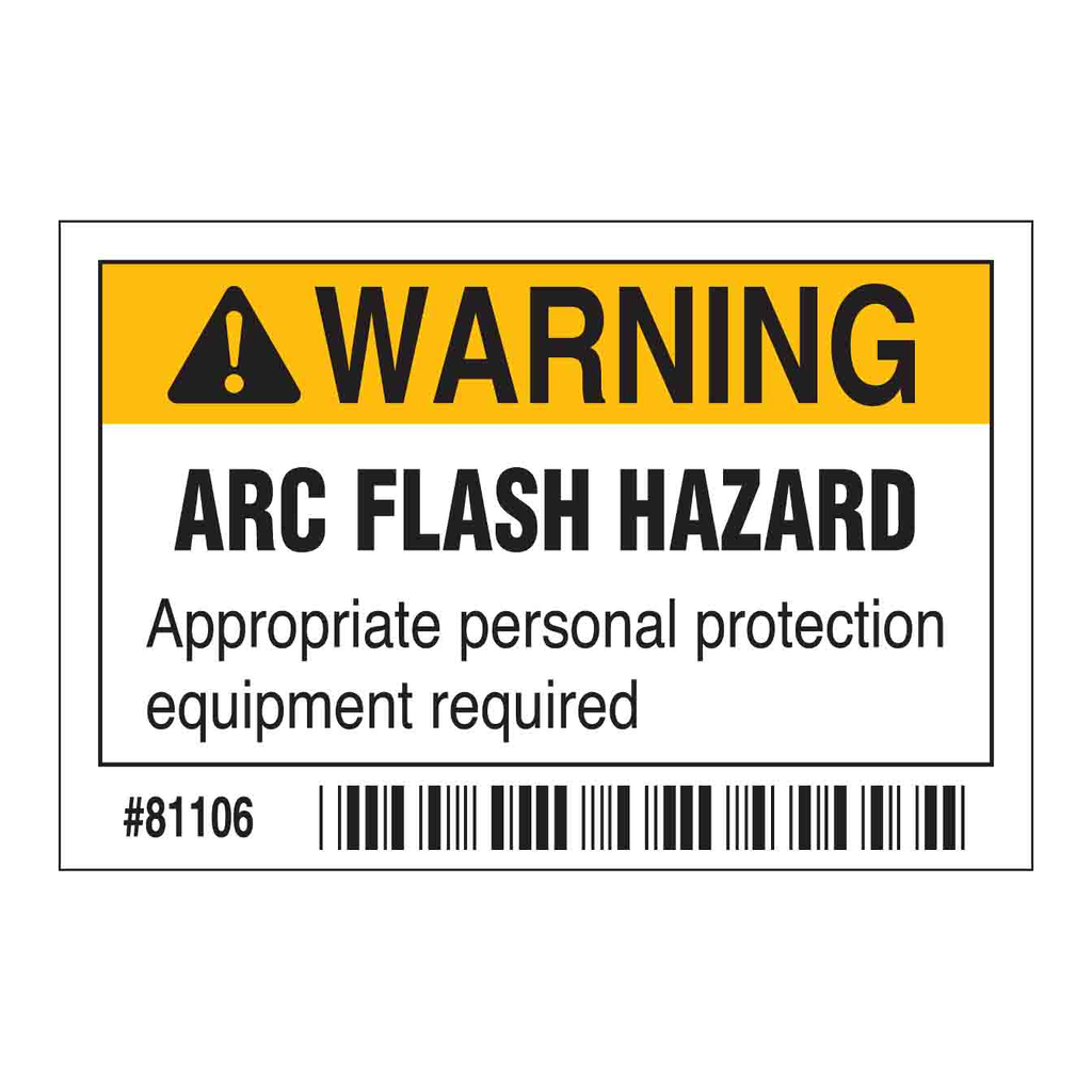 Brady WARNING Arc Flash Hazard Appropriate Personal Protection Equipment Required Labels