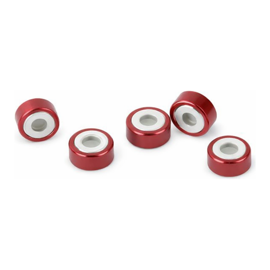 Restek SPME Vial Cap, 20mm, Red Bi-Metal Crimp with MicroCenter PTFE/Silicone Septa, 100-pk