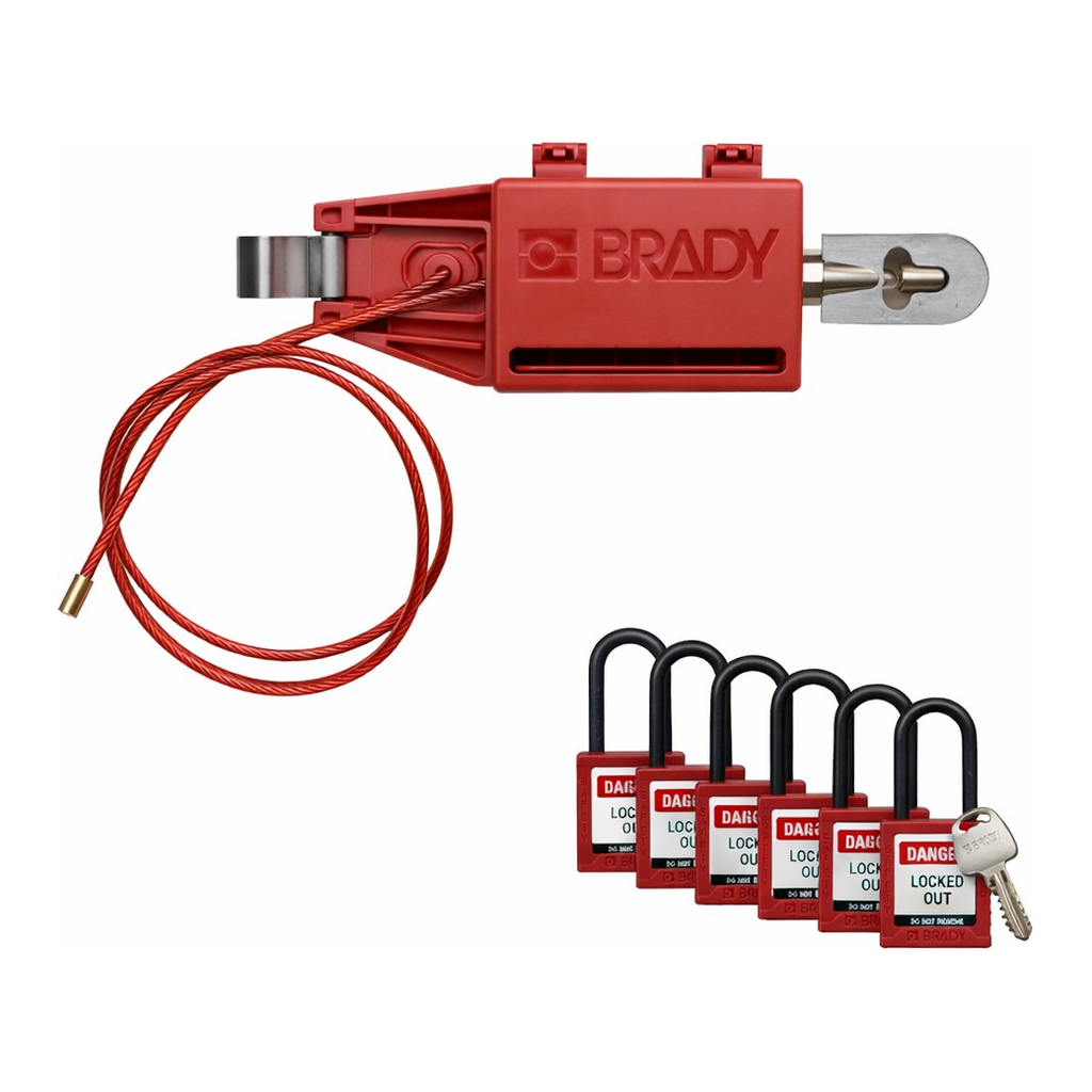 Brady Panel Lockout with Nylon Safety Lockout Padlock 6 Pack