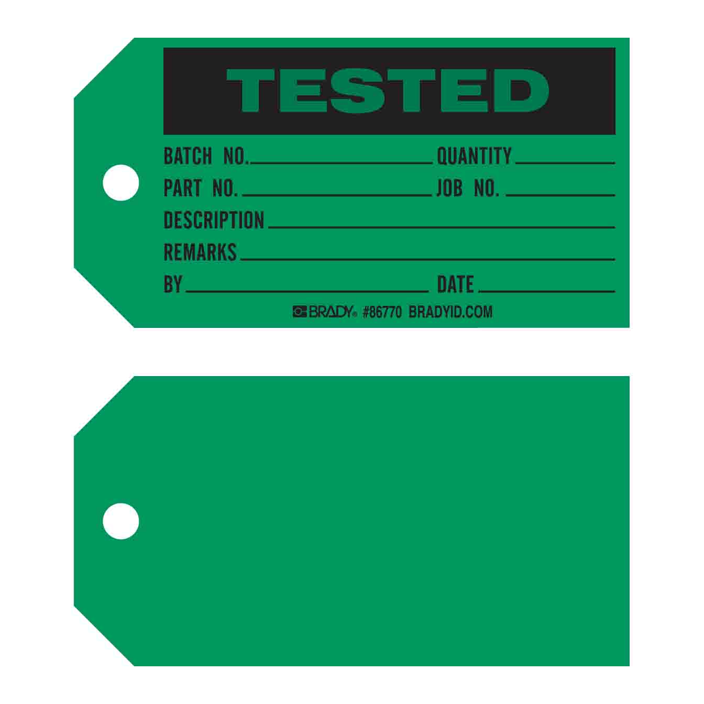 Brady TESTED Production Tag