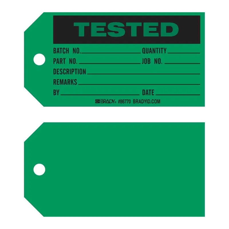 Brady TESTED Production Tag