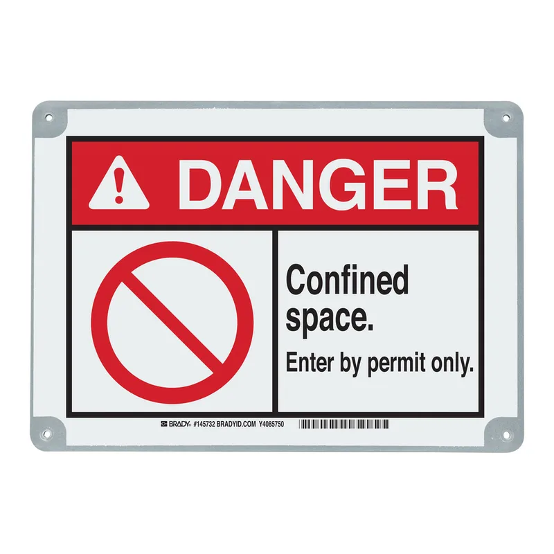 Brady ToughWash DANGER Confined Space. Enter By Permit Only. Sign