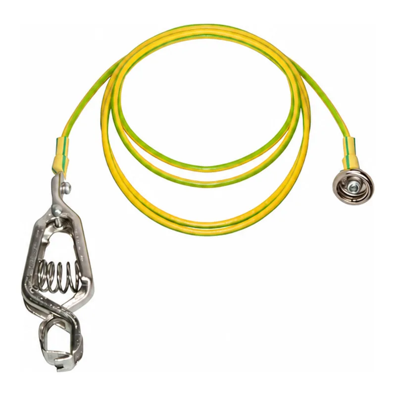 Grounding cable, button+ clamp, 2m