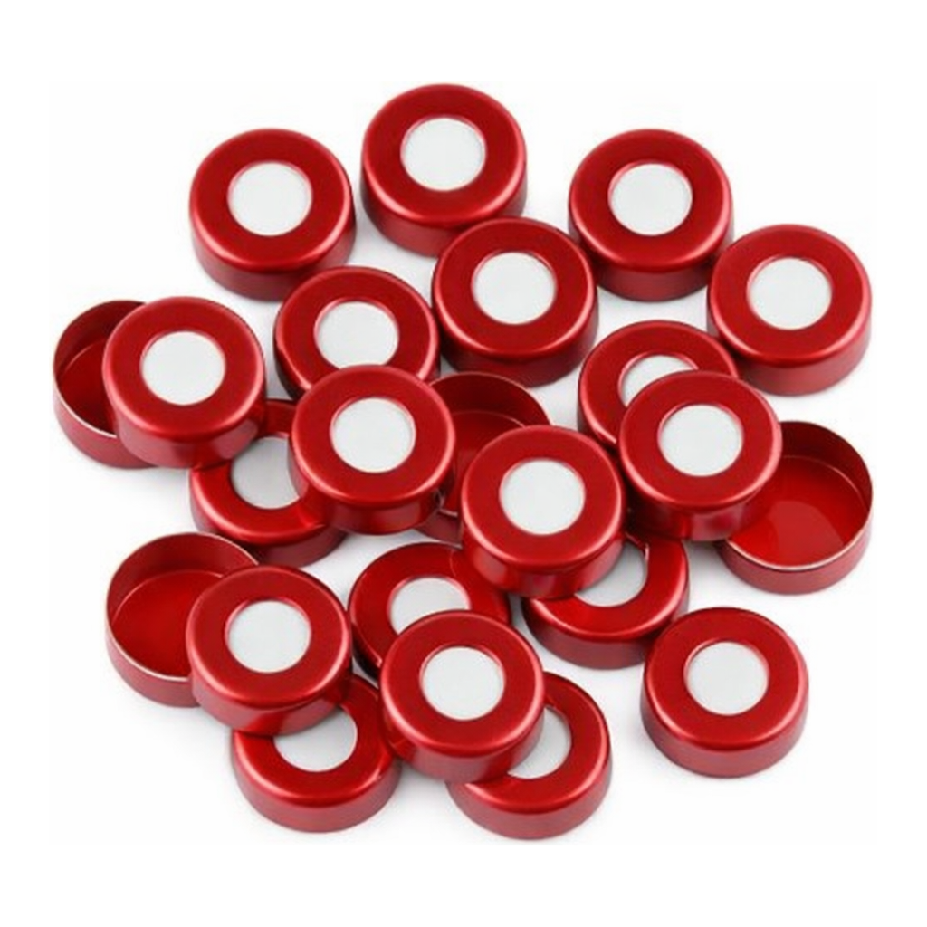 Restek Caps, Crimp Seal, 11mm Red PTFE/SIL Pack of 100