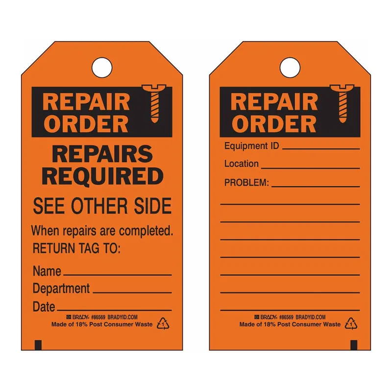 Brady Repair Order Inspection Tags