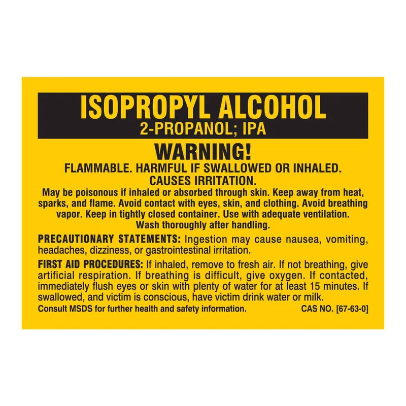Brady Isopropyl Alcohol Warning Labels