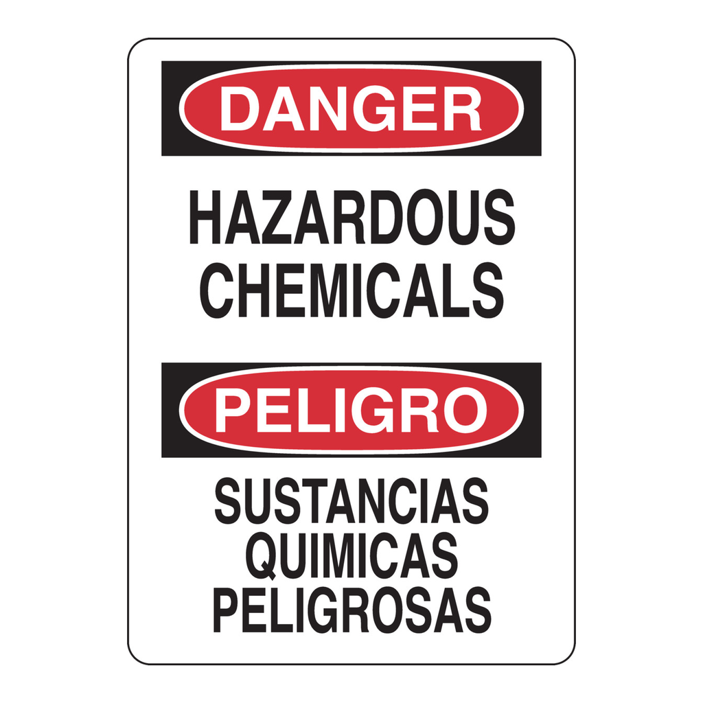 Brady Bilingual DANGER Hazardous Chemicals Sign