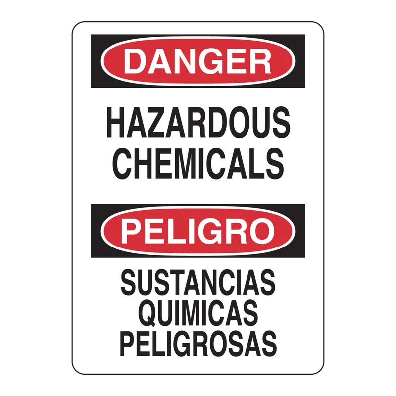 Brady Bilingual DANGER Hazardous Chemicals Sign