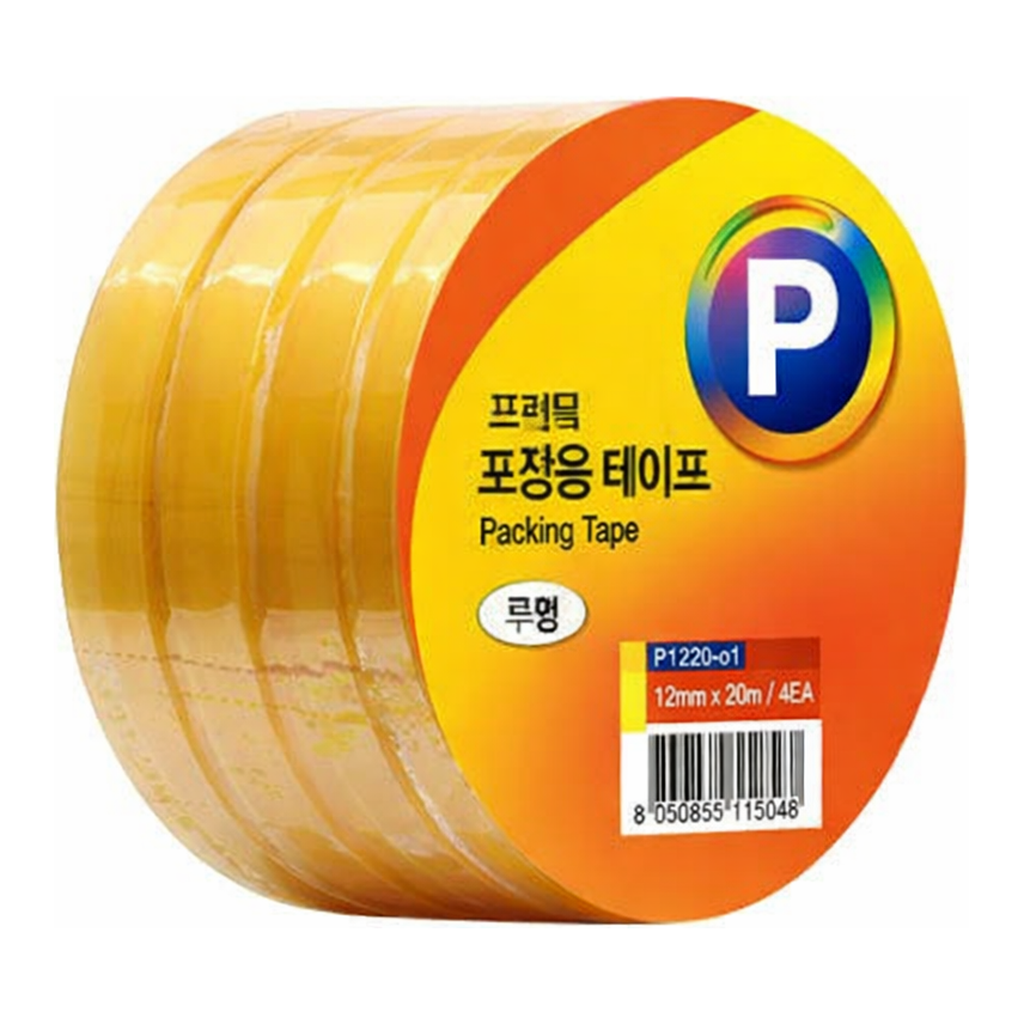 OFFICENEX 프린텍 P1220-4 포장용테이프ㅡ투명 OPP 4EA(12 x 20)