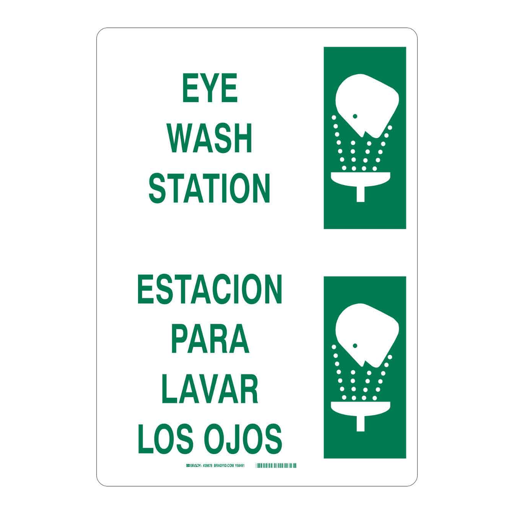 Brady Bilingual Eye Wash Station Estacion Para Lavar Los Ojos Sign