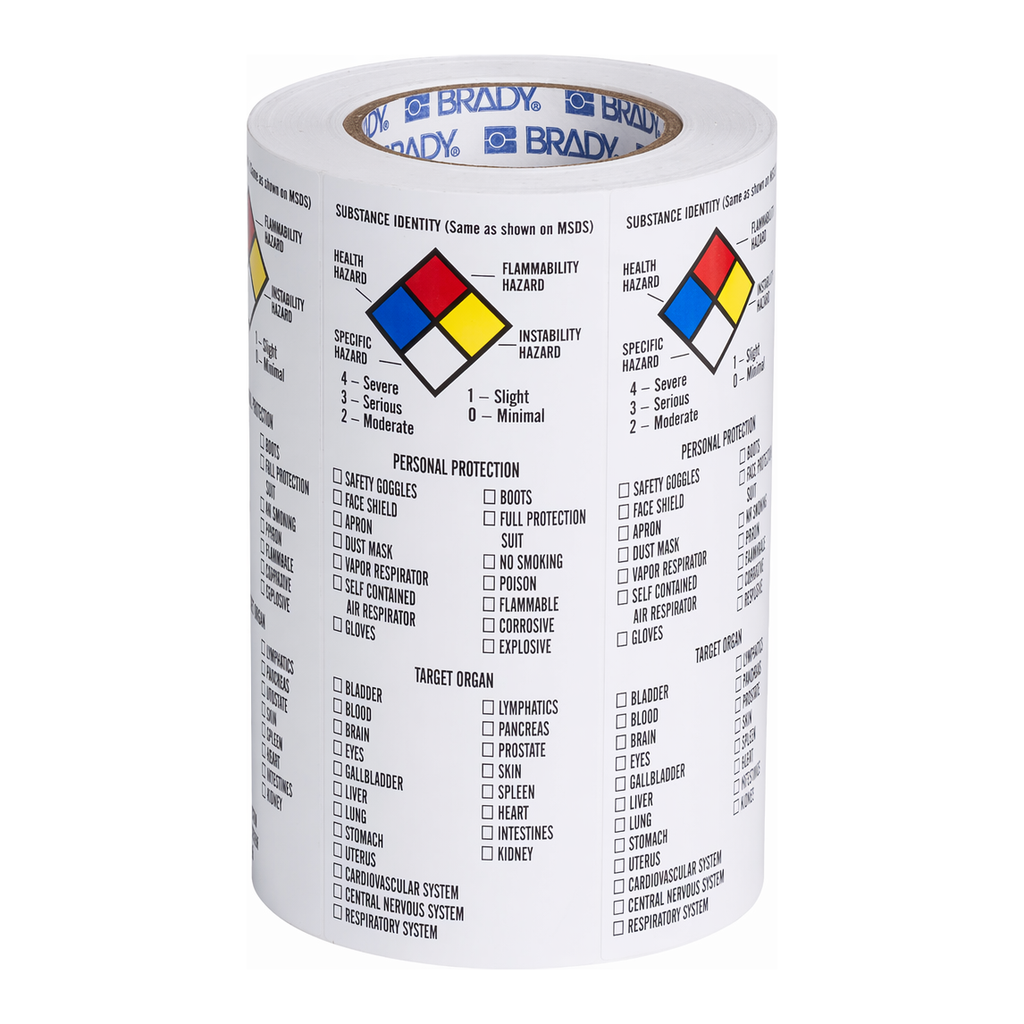 Brady Right-to-Know Target Organ Vinyl Labels