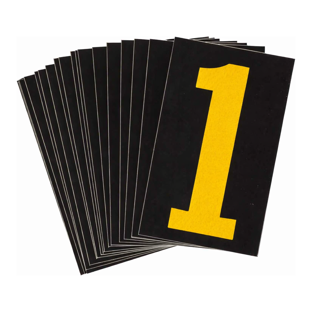 Brady 1.5" Character Height Yellow on Black Reflective Numbers and Letters