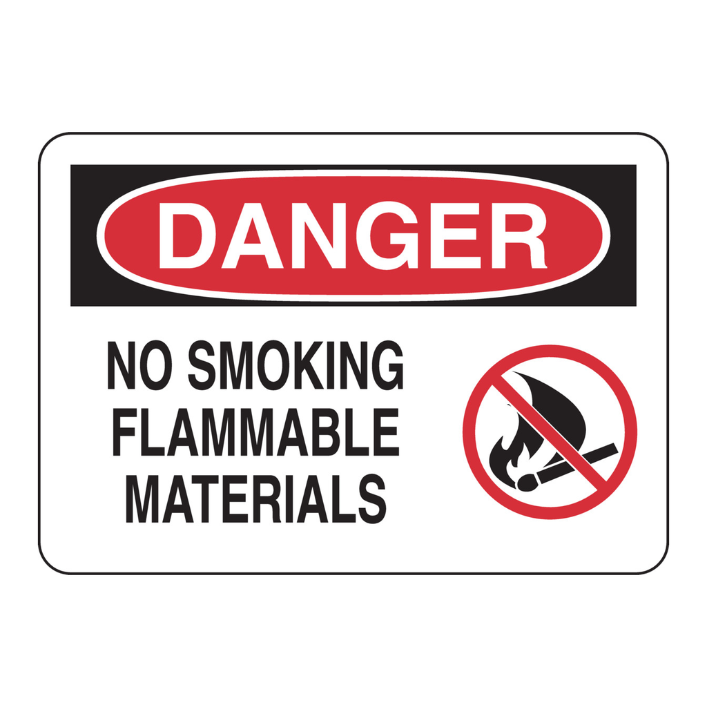 Brady DANGER No Smoking Flammable Materials Sign