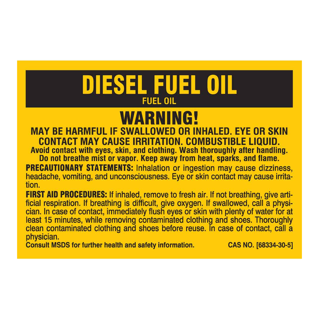 Brady Diesel Fuel Oil Warning Labels