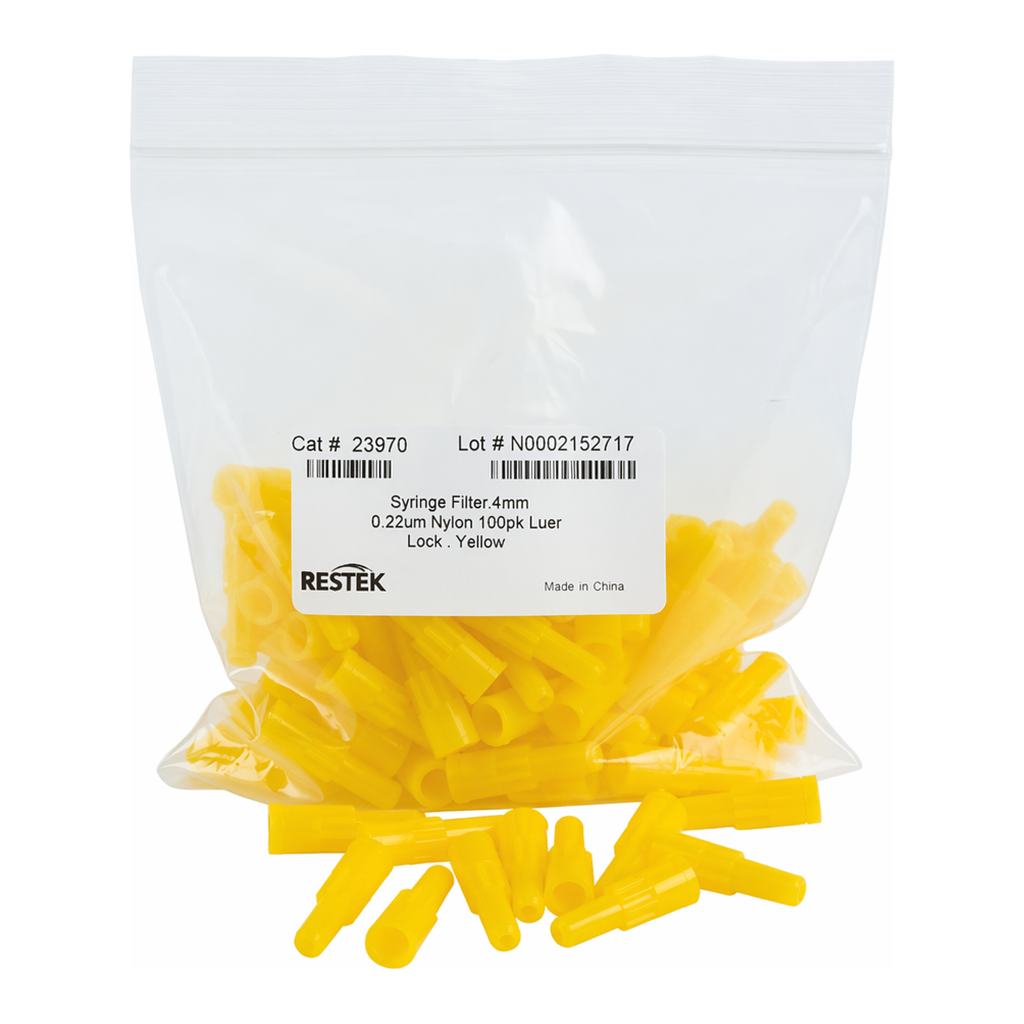 Restek Syringe Filter, 4mm, 0.22um Nylon Yellow Luer Lock 100-pk
