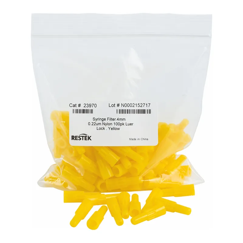Restek Syringe Filter, 4mm, 0.22um Nylon Yellow Luer Lock 100-pk
