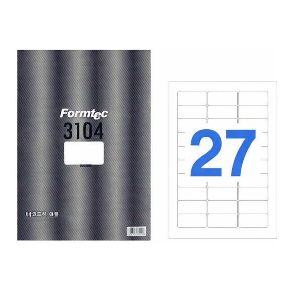 OFFICENEX 바코드용 라벨(27칸/20매/LQ-3104/폼텍)친환경 인증 상품