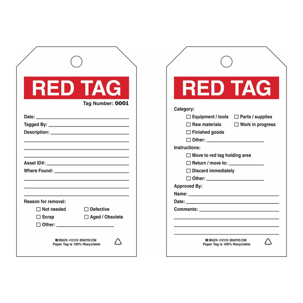 Brady Red Tags