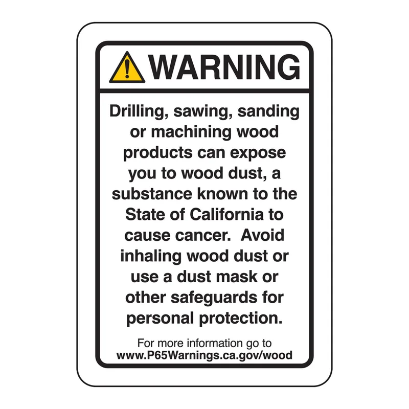 Brady California Prop 65 Wood Working Warning Sign