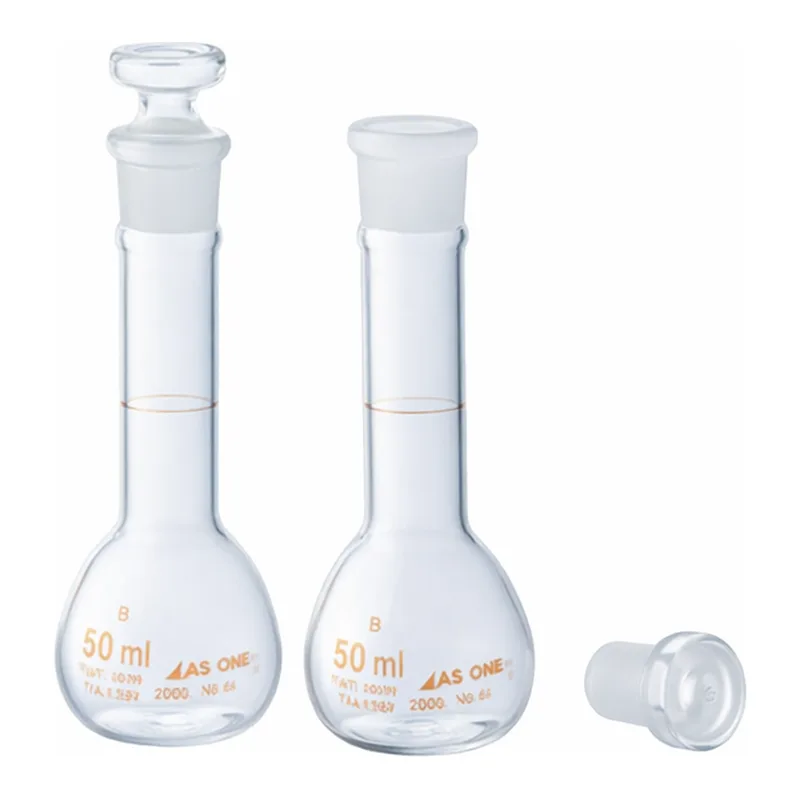 AS ONE Short Volumetric Flask White 50mL with Test Results Document
