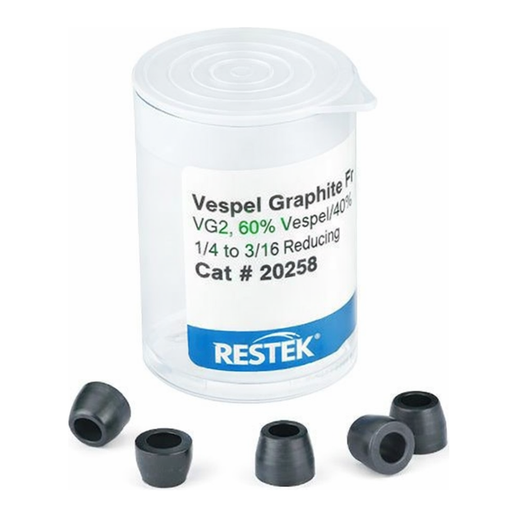 Restek Ferrule, Vespel/Graphite, VG2, 60% Vespel/40% Graphite Reducing, 1/4in to 3/16in Pack of 5