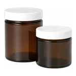 Straight-sided Amber Soda Glass Jars with Caps