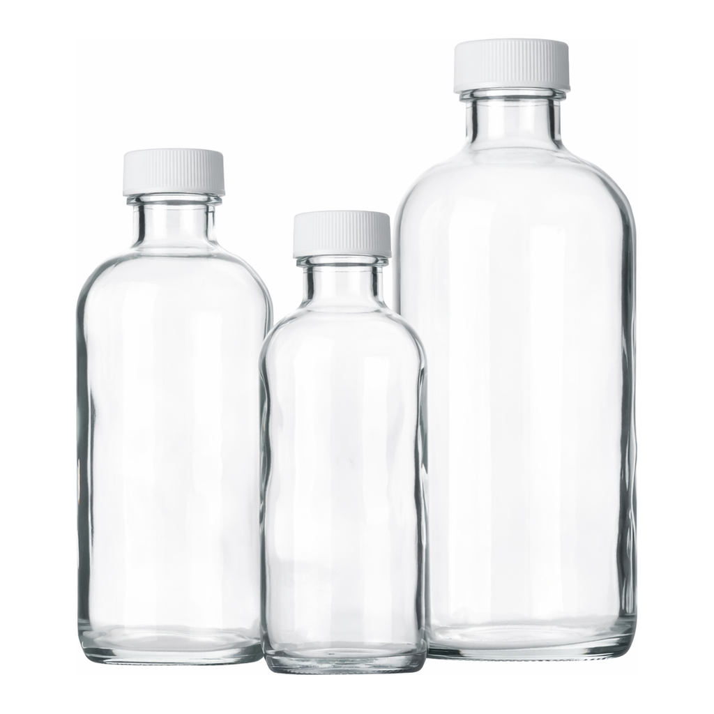 Clear Boston Round Glass Bottles