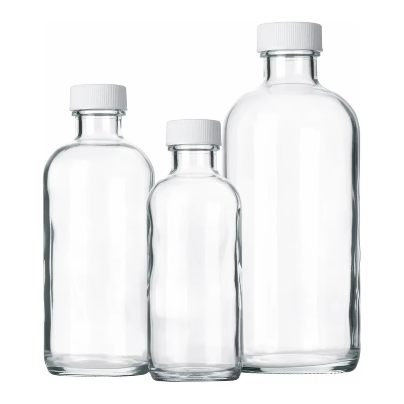 Clear Boston Round Glass Bottles