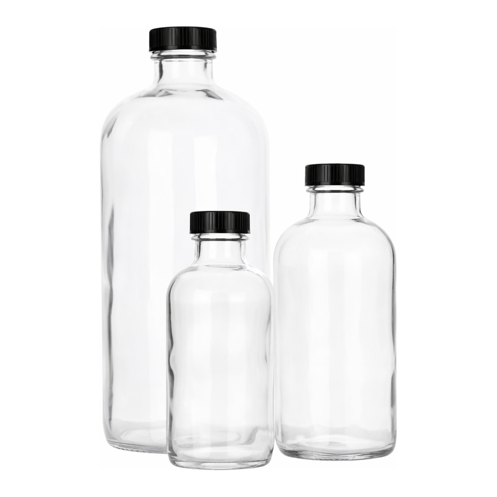 Clear Boston Round Glass Bottles