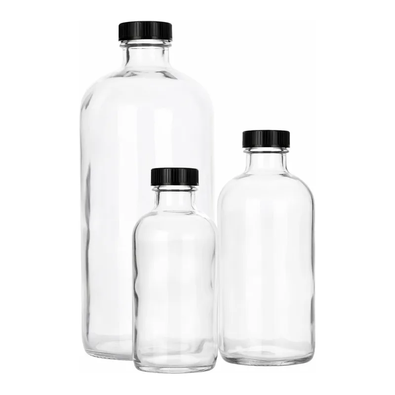 Clear Boston Round Glass Bottles