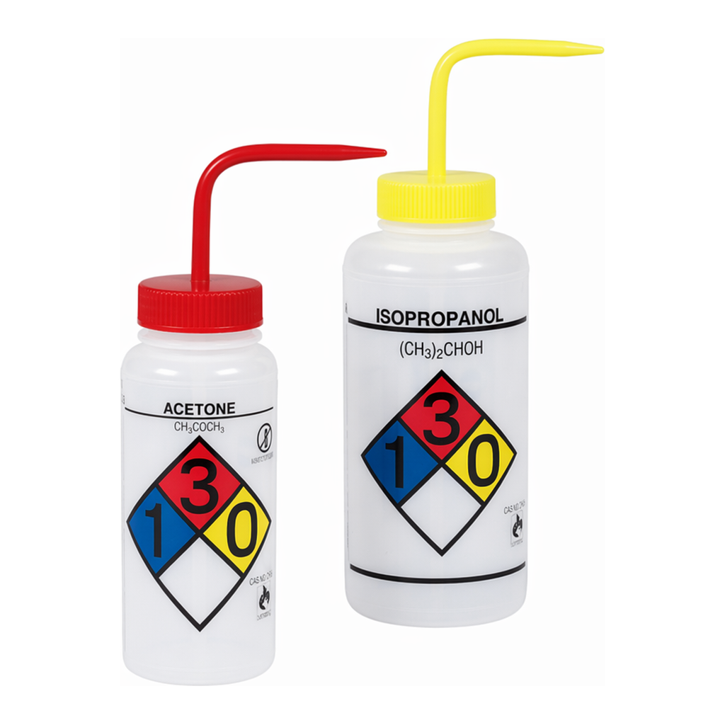 Safety-Vented™ and Safety Labeled Right-to-Know Wash Bottles