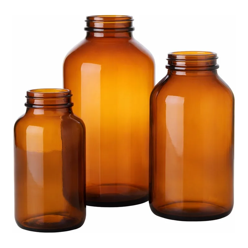 Amber Wide Mouth Packer Glass Bottles