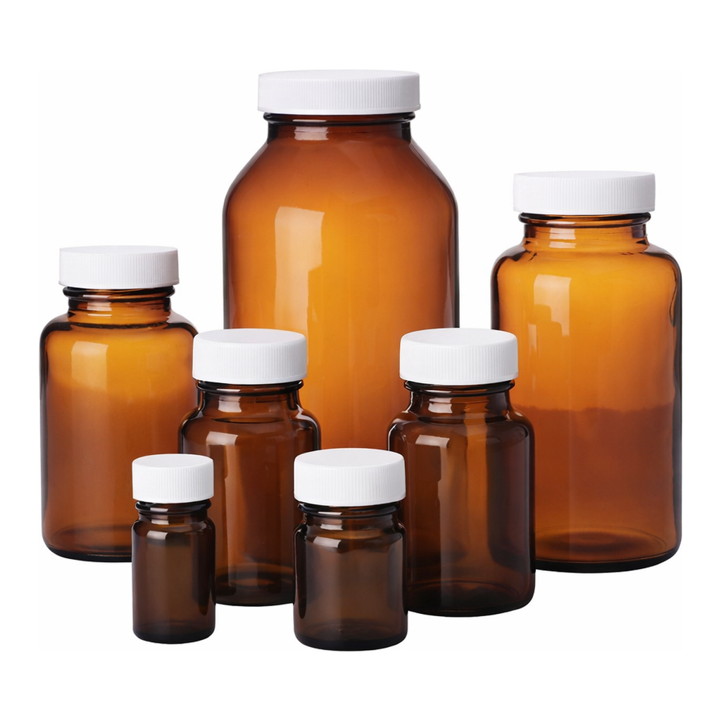 Amber Wide Mouth Packer Glass Bottles