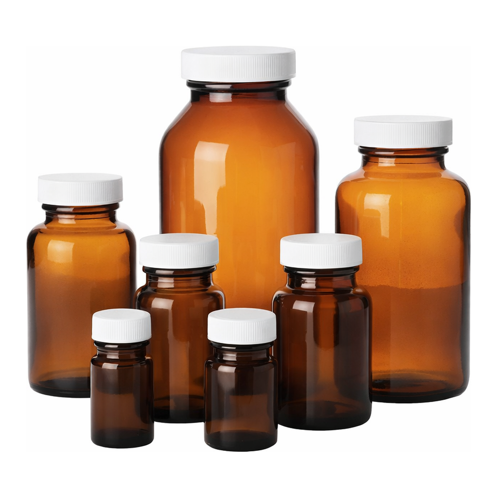Amber Wide Mouth Packer Glass Bottles