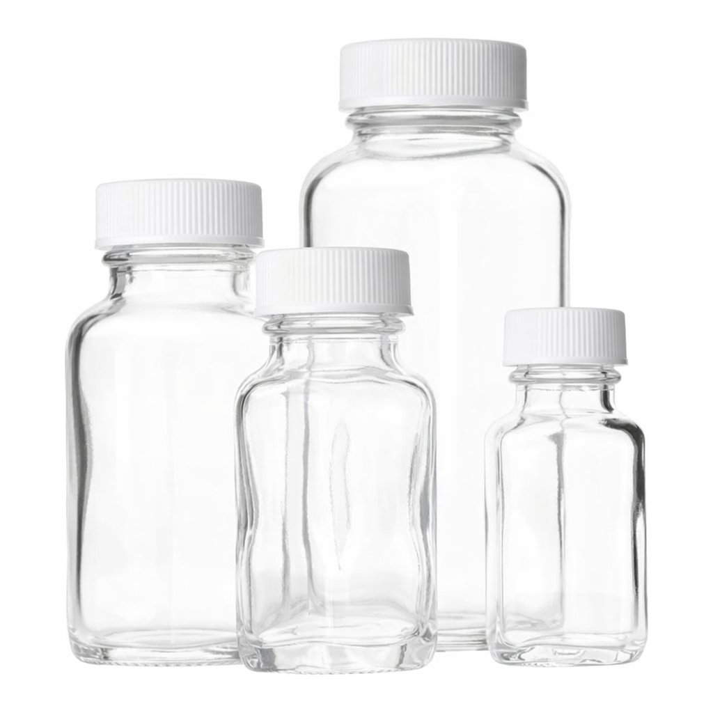 Clear French Square Glass Bottles
