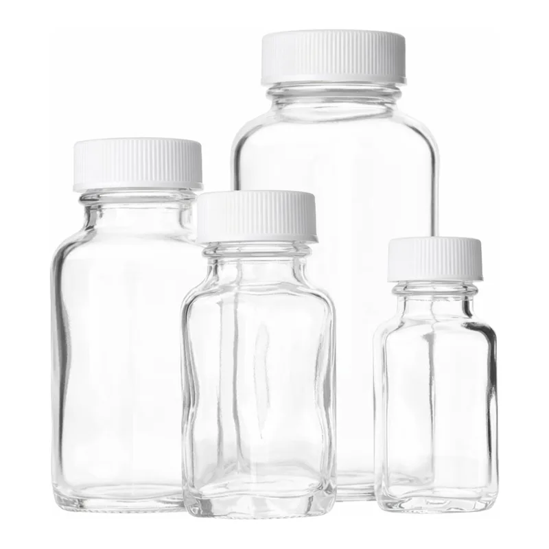 Clear French Square Glass Bottles