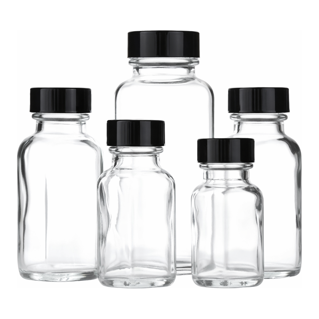 Clear French Square Glass Bottles