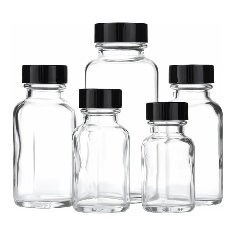 Clear French Square Glass Bottles