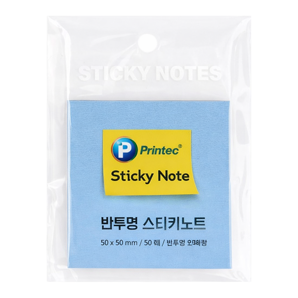 OFFICENEX 프린텍 반투명 스티키노트 CL5050B(연파랑/50매/50x50)
