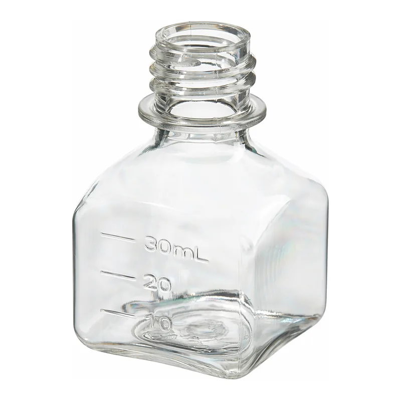 Thermo Fisher Scientific Nalgene PETG Square Media Bottles without Closure: Sterile, Shrink-Wrapped Trays, 30mL